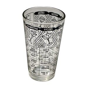 Irwinware Glass Cocktail Mixer Recipe 6 in Tall Bartender Barware Vintage MCM US
